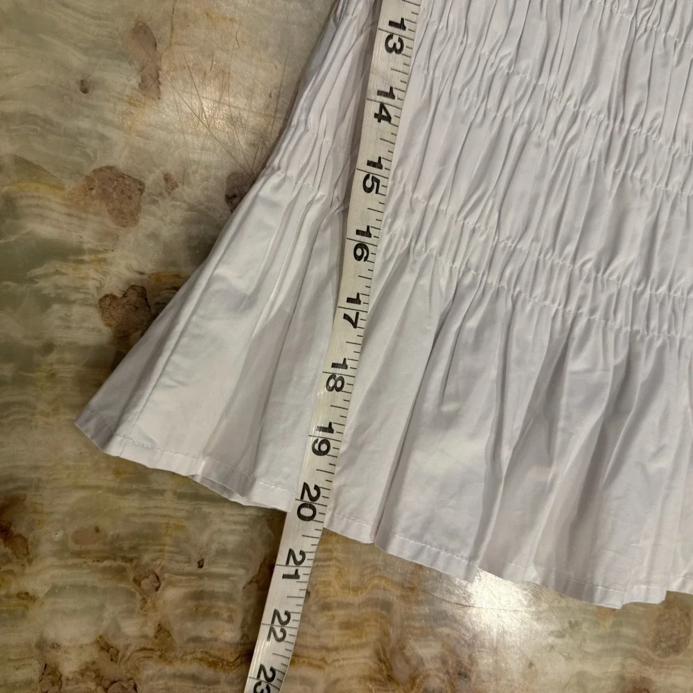 ASTR The Label White Smocked Puff Sleeve Peplum‎ Blouse Top Women's XS